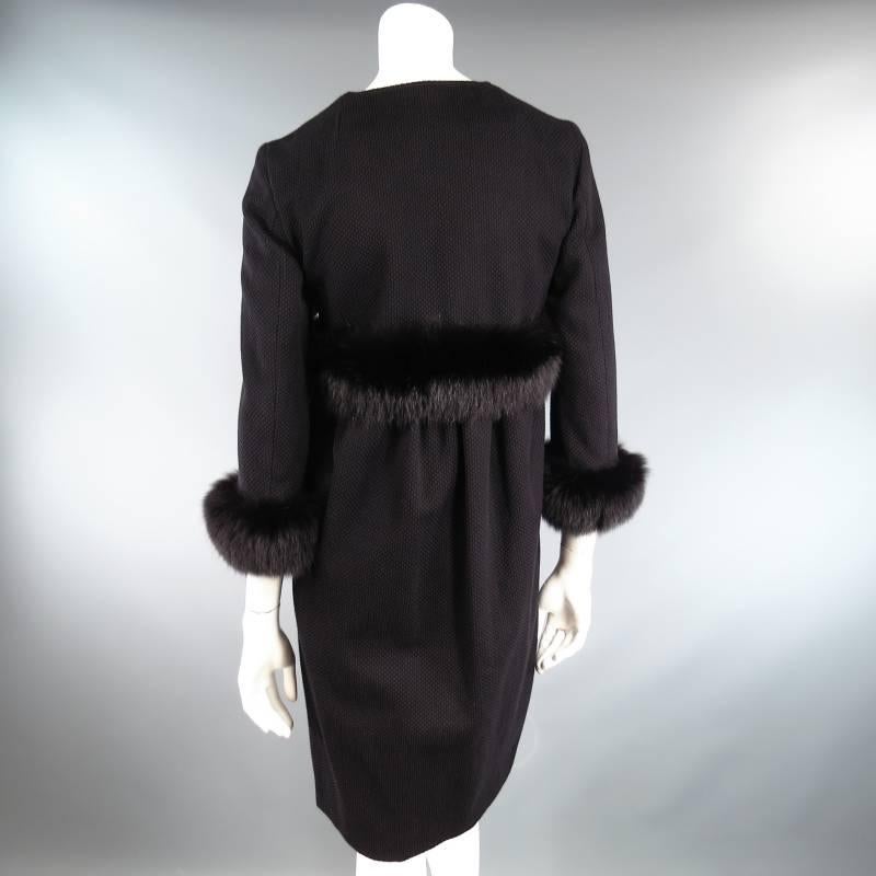 JEFFREY CHOW Size S Black Textured Fur Trim Empire Waist Coat 4