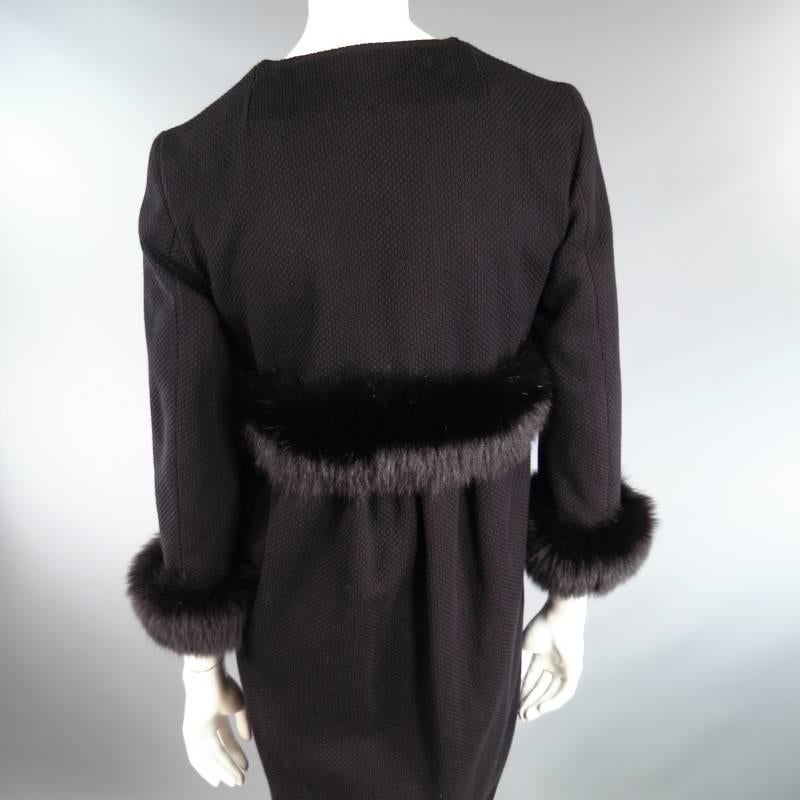 JEFFREY CHOW Size S Black Textured Fur Trim Empire Waist Coat 3