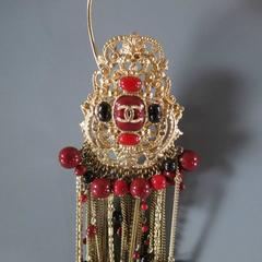 CHANEL Gold Chain Red Detail Pre-Fall 2010 Shanghai Runway Earrings