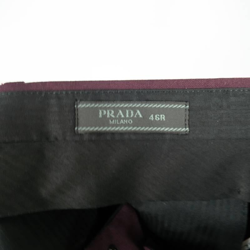 PRADA 36 Regular Burgundy Mohair / Wool Slim Notch Lapel 31 30 Suit 5