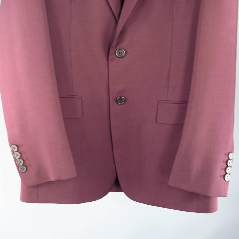 Men's PRADA 36 Regular Burgundy Mohair / Wool Slim Notch Lapel 31 30 Suit