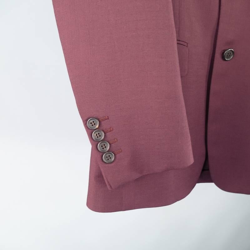 PRADA 36 Regular Burgundy Mohair / Wool Slim Notch Lapel 31 30 Suit 1