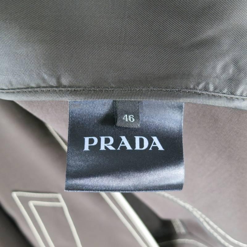 PRADA 36 Brown Mohair / Wool White Contrast Stitched Zip Jacket 1