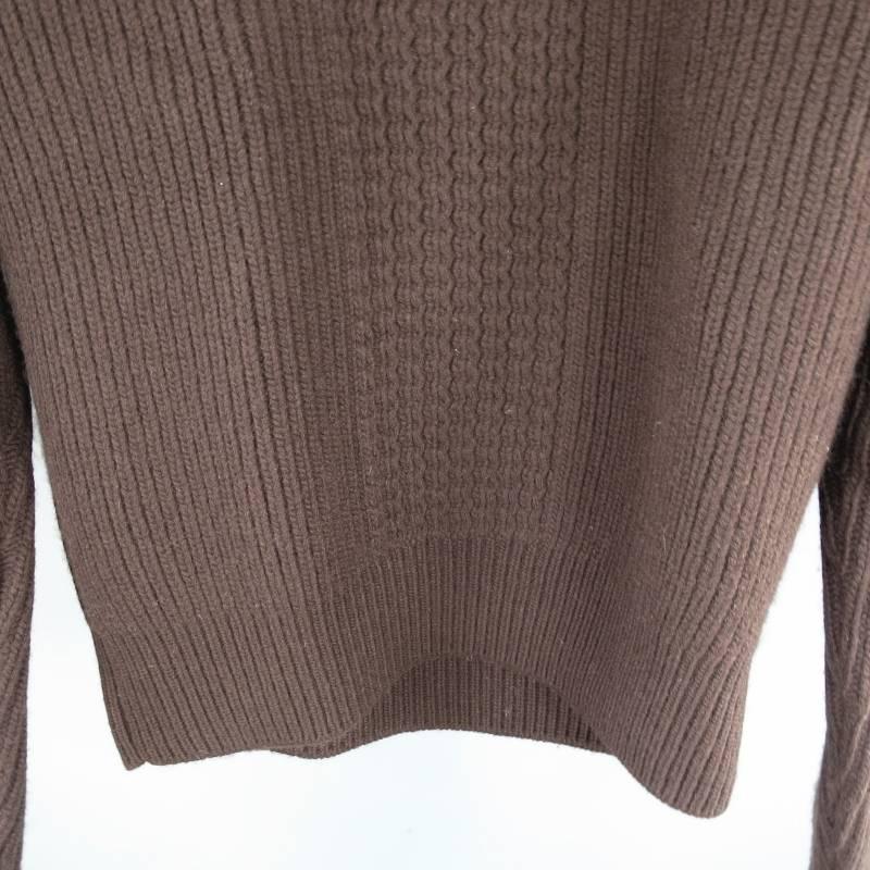 Prada Brown Wool Suede Shoulder Sweater, Size S  2