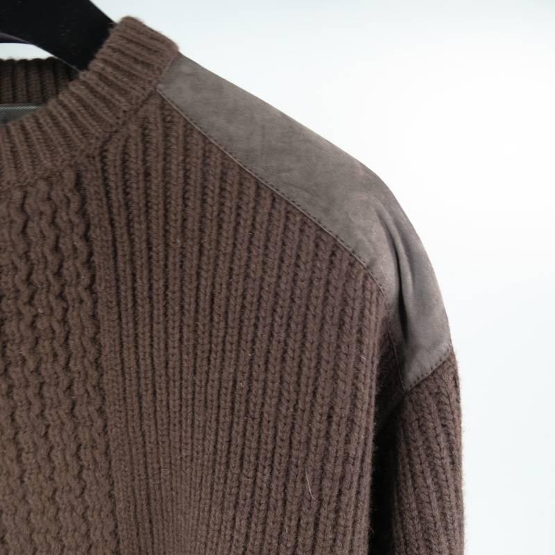 Prada Brown Wool Suede Shoulder Sweater, Size S  In Good Condition In San Francisco, CA
