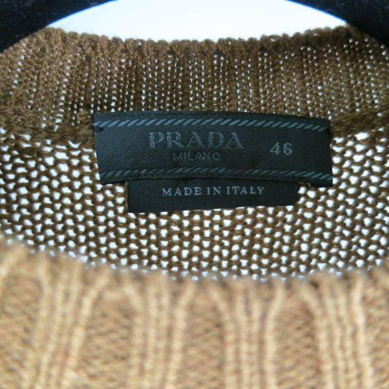 PRADA Men's Size XS Grey & Brown Color Blocked Wool Sweater 4