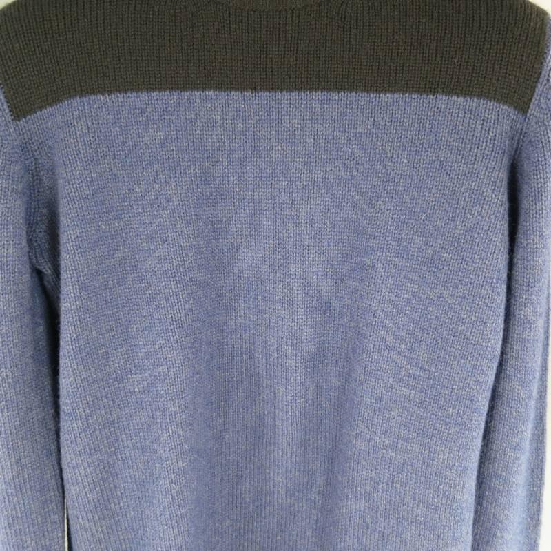 Gray PRADA Size XS Blue & Black Color Blocked Wool Sweater