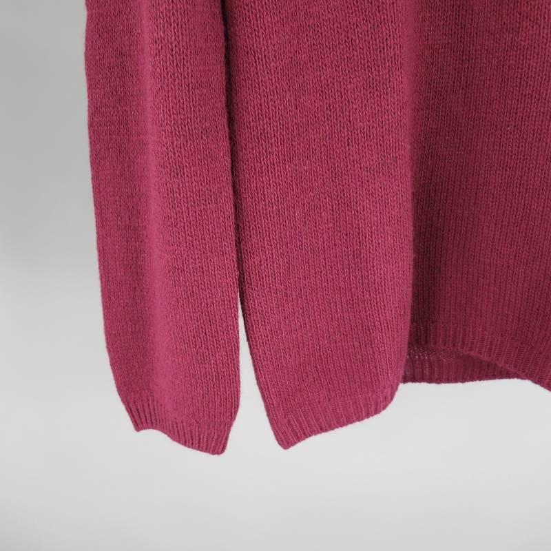 Pink PRADA Size XS Burgundy & Navy Color Blocked Wool Sweater