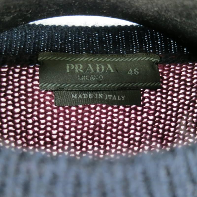 PRADA Size XS Burgundy & Navy Color Blocked Wool Sweater 2