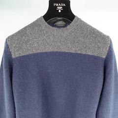 PRADA Men's Size XS Men's Navy & Grey Wool Color Blocked Sweater
