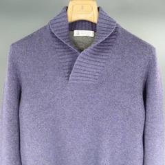 BRUNELLO CUCINELLI Size XS Purple Cashmere Shawl Collar Sweater