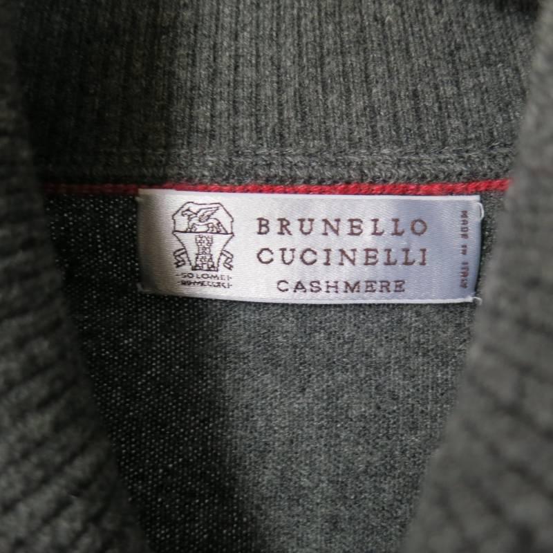 BRUNELLO CUCINELLI Men's Size XS Gray Cashmere Shawl Collar Pullover 5
