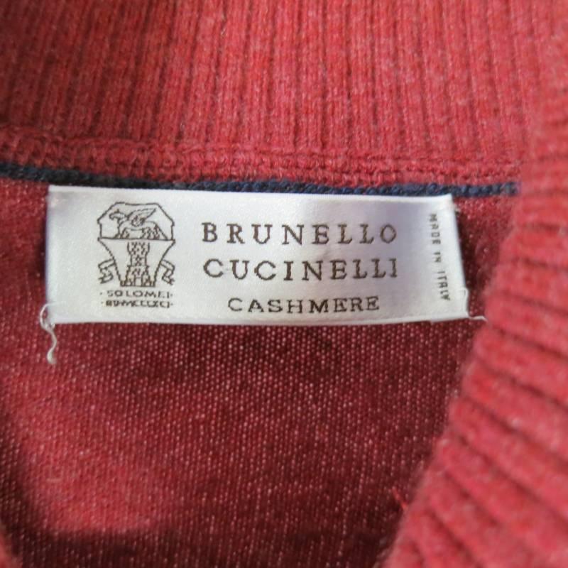 BRUNELLO CUCINELLI Men's Size XS Red Cashmere Shawl Collar Pullover 5