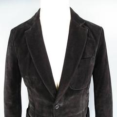 PRADA Men's 36 Black Suede 2 Button Notch Lapel Patch Pocket Jacket
