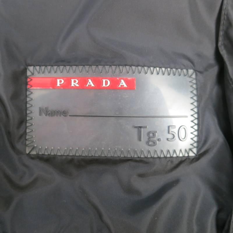 PRADA 40 Black Nylon Windbreaker Moto Style Zip Jacket 3