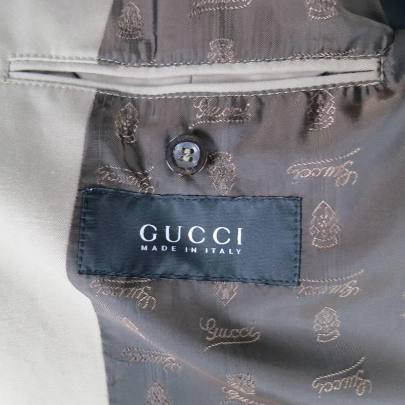 GUCCI Men's 38 Beige Cotton Double Breasted Military Pocket Trenchcoat 6