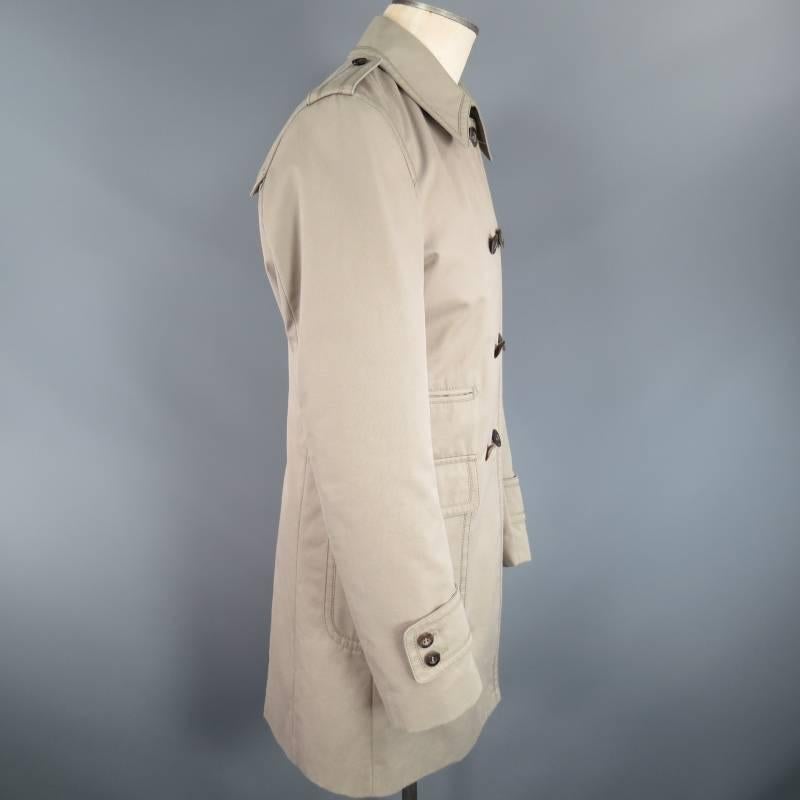 GUCCI Men's 38 Beige Cotton Double Breasted Military Pocket Trenchcoat 2