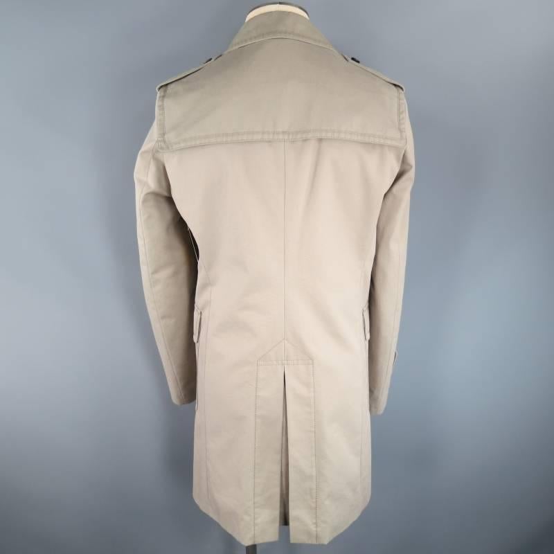 GUCCI Men's 38 Beige Cotton Double Breasted Military Pocket Trenchcoat 5