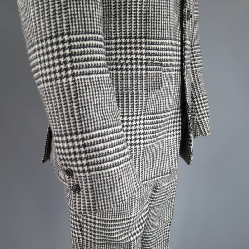 BLACK FLEECE 38 Short Black & White Wool Houndstooth Pattern 31 28 Suit In Excellent Condition In San Francisco, CA