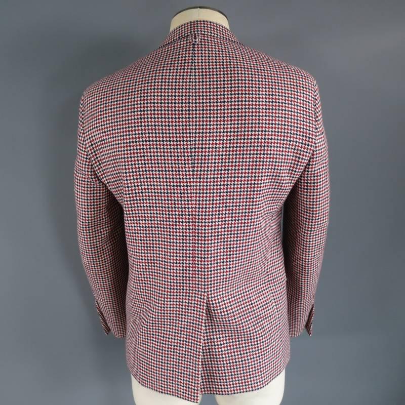 BLACK FLEECE Men's 38 Short Red White Blue Wool Houndstooh Sport Coat Suit Set 3