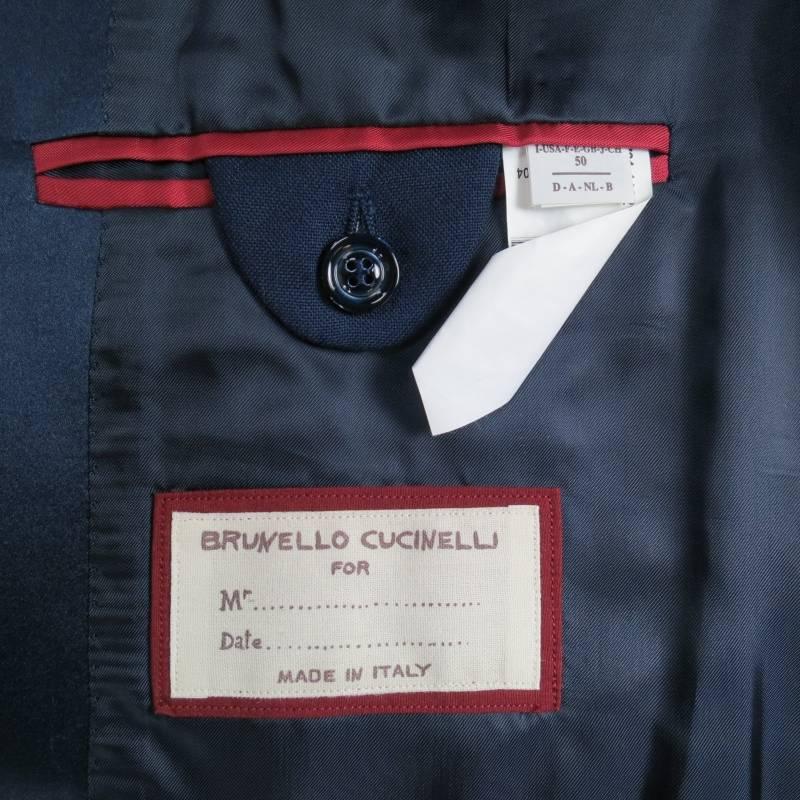Brunello Cucinelli Navy Wool Blend Single Button Shawl Collar Tuxedo 2