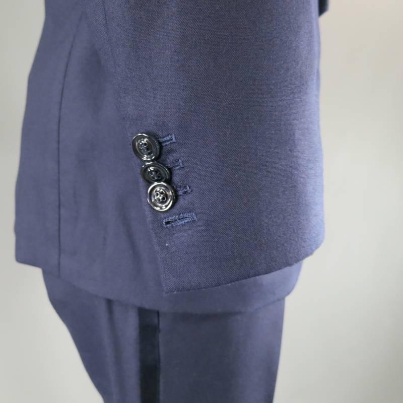 Brunello Cucinelli Navy Wool Blend Single Button Shawl Collar Tuxedo In Excellent Condition In San Francisco, CA