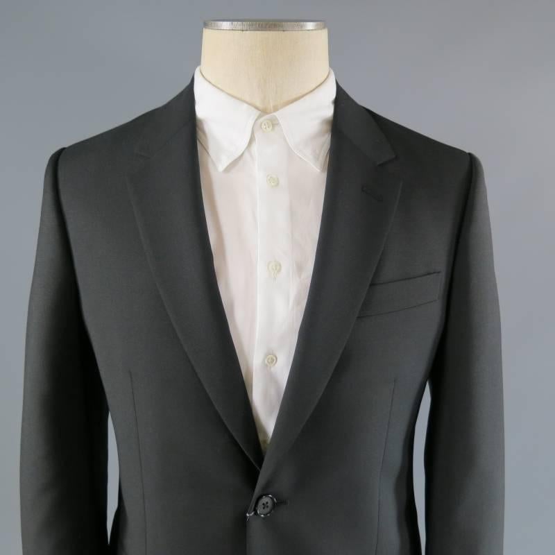 Men's ALEXANDER MCQUEEN 38 Regular Black Wool / Mohair Notch Lapel Collar 32 36 Suit