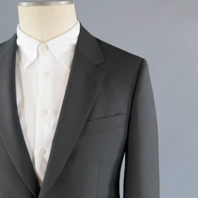 ALEXANDER MCQUEEN 38 Regular Black Wool / Mohair Notch Lapel Collar 32 36 Suit In New Condition In San Francisco, CA