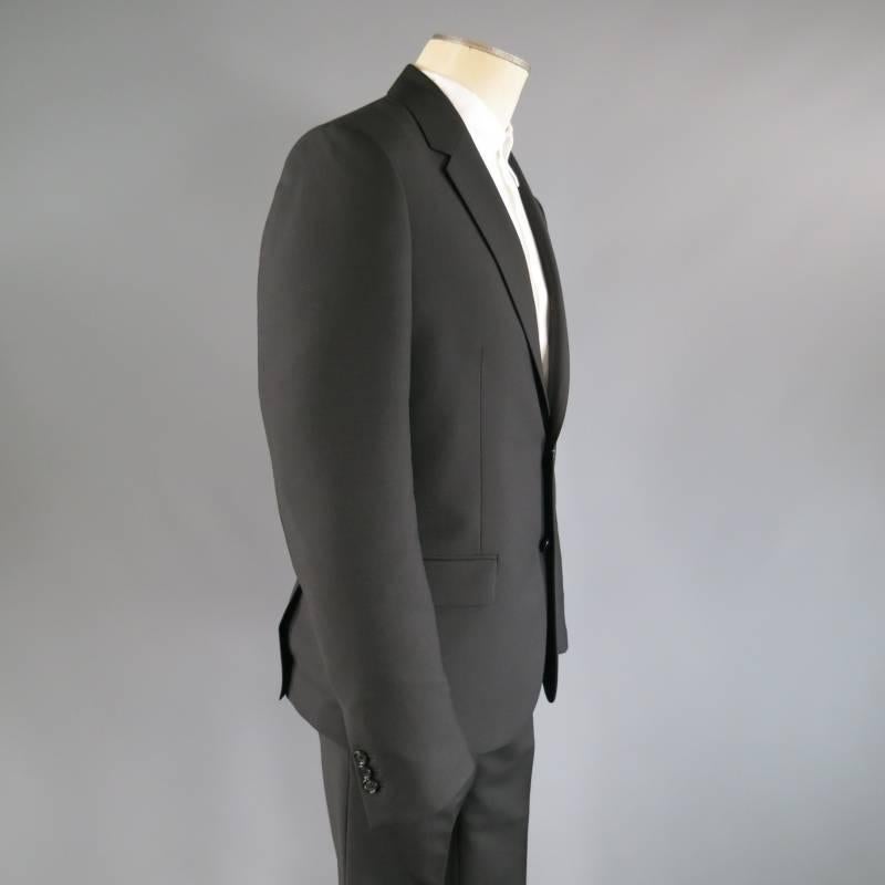 ALEXANDER MCQUEEN 38 Regular Black Wool / Mohair Notch Lapel Collar 32 36 Suit 1