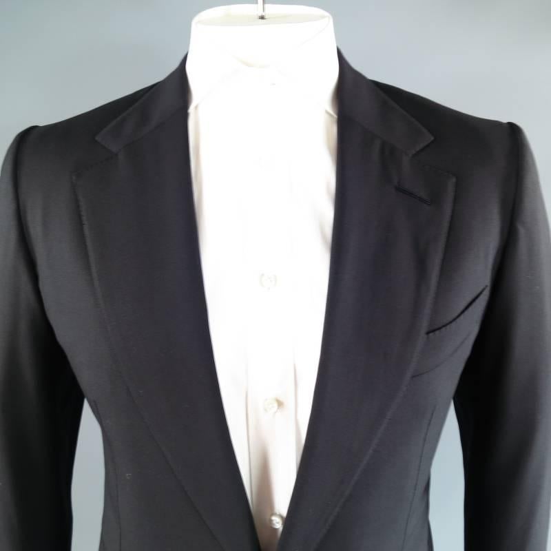 TOM FORD 42 Long Black Wool Notch Lapel 33 32 Suit In Excellent Condition In San Francisco, CA