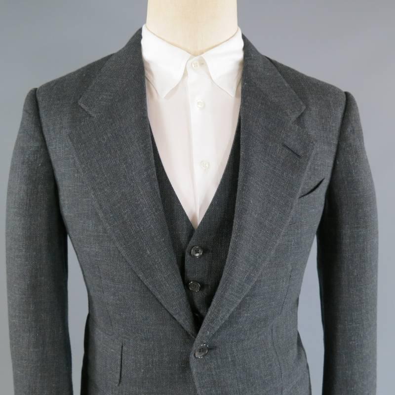 Black TOM FORD 38 Regular Charcoal Wool Blend 3-Piece 32 28 Suit