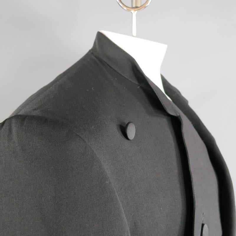 Vintage YVES SAINT LAURENT 40 Black Wool Cropped Double Breast Jacket In New Condition In San Francisco, CA