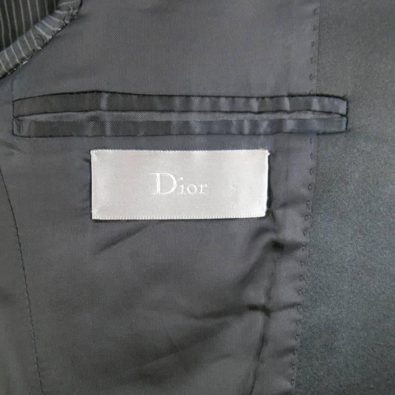 DIOR HOMME by HEDI SLIMANE 38 Short Black Wool Tuxedo 6 Button Coat Tail Jacket 2