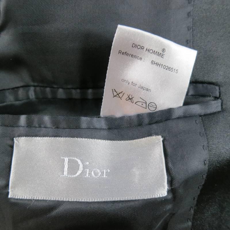 DIOR HOMME by HEDI SLIMANE 38 Short Black Wool Tuxedo 6 Button Coat Tail Jacket 1
