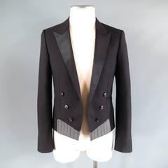 DIOR HOMME by HEDI SLIMANE 38 Short Black Wool Tuxedo 6 Button Coat Tail Jacket