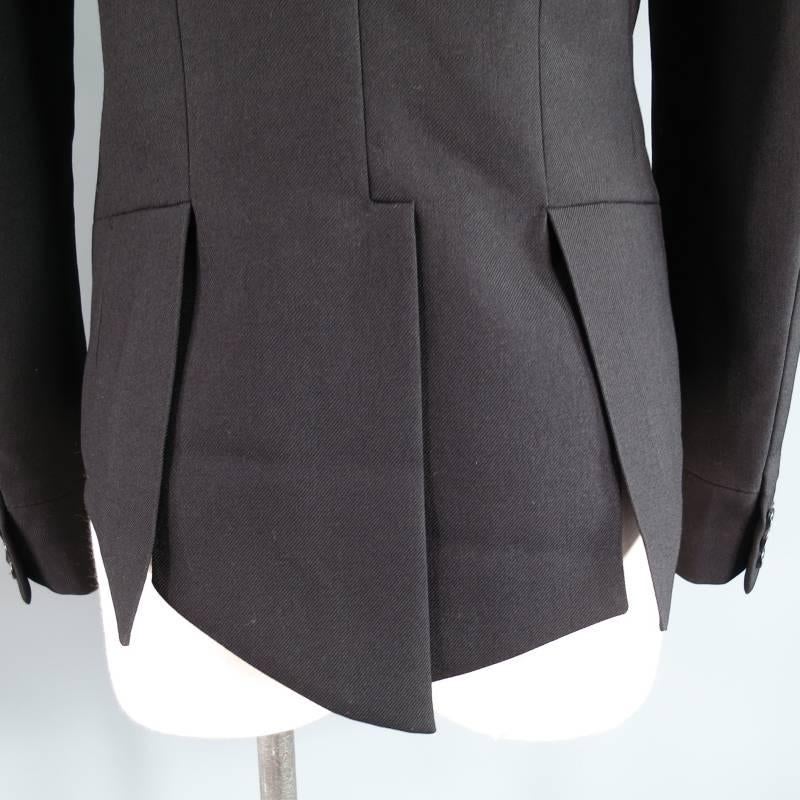 Men's DIOR HOMME by HEDI SLIMANE 38 Short Black Wool Tuxedo 6 Button Coat Tail Jacket