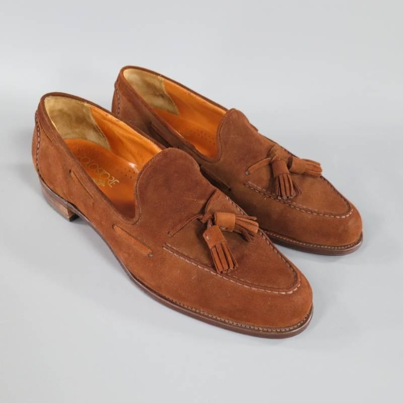 Vintage RALPH LAUREN Size 10 Brown Suede Tassel Loafers at 1stdibs