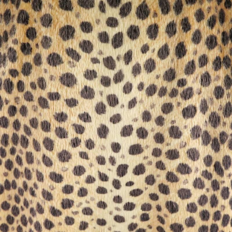 CHITA by FAIRMOOR Vintage Tan Cheetah Leaopard Faux Fur Leather Collar Coat 2