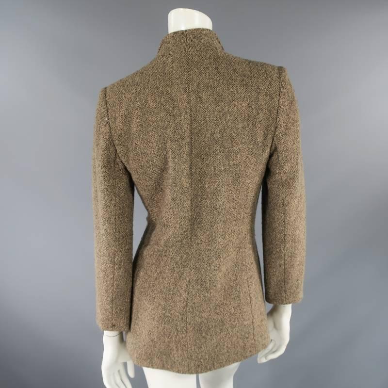 OSCAR DE LA RENTA Size 6 Beige Textured Tweed Button Lapel Jacket Skirt Suit 4