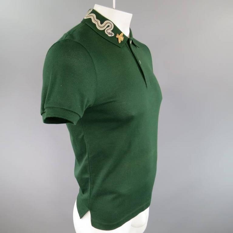 Gucci Men's Olive Green GG Polo Shirt S/M Gucci