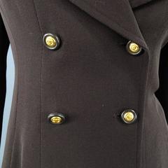 Vintage 1998 CHANEL Size 8 Brown Wool Double Breasted Gold Button Sport Jacket