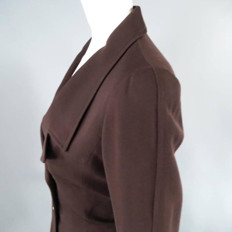 Vintage 1998 CHANEL Size 8 Brown Wool Double Breasted Gold Button Sport Jacket 1