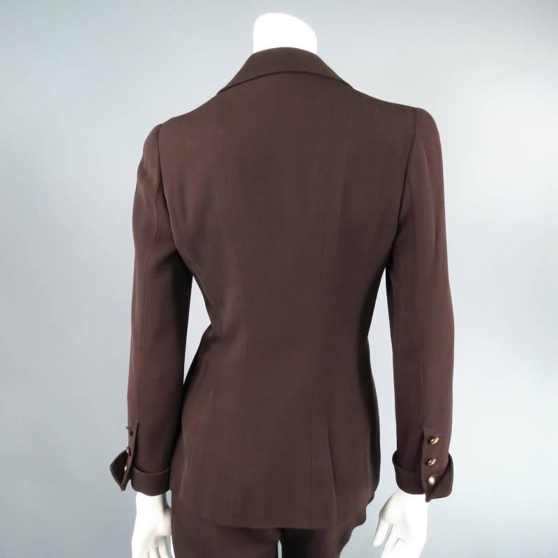 Vintage 1998 CHANEL Size 8 Brown Wool Double Breasted Gold Button Sport Jacket 2