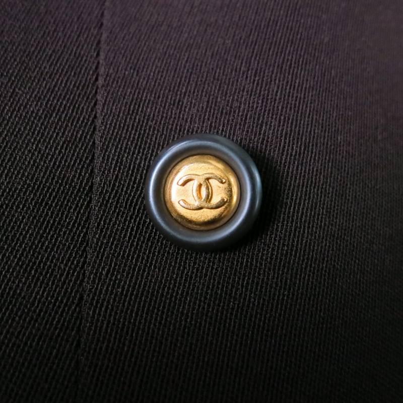 Vintage 1998 CHANEL Size 8 Brown Wool Double Breasted Gold Button Sport Jacket 4