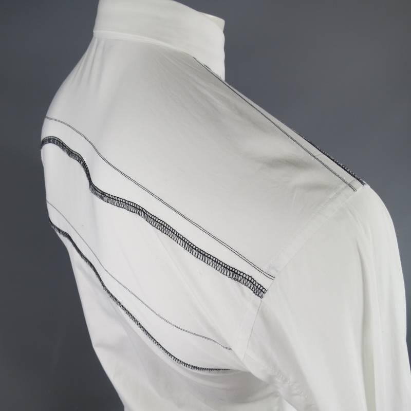 COMME des GARCONS Men's Size S White Cotton Long Sleeve Top Stitch Shirt 2