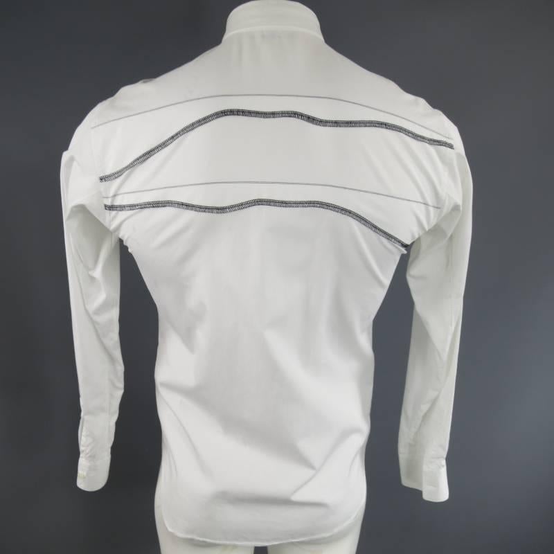 COMME des GARCONS Men's Size S White Cotton Long Sleeve Top Stitch Shirt 4