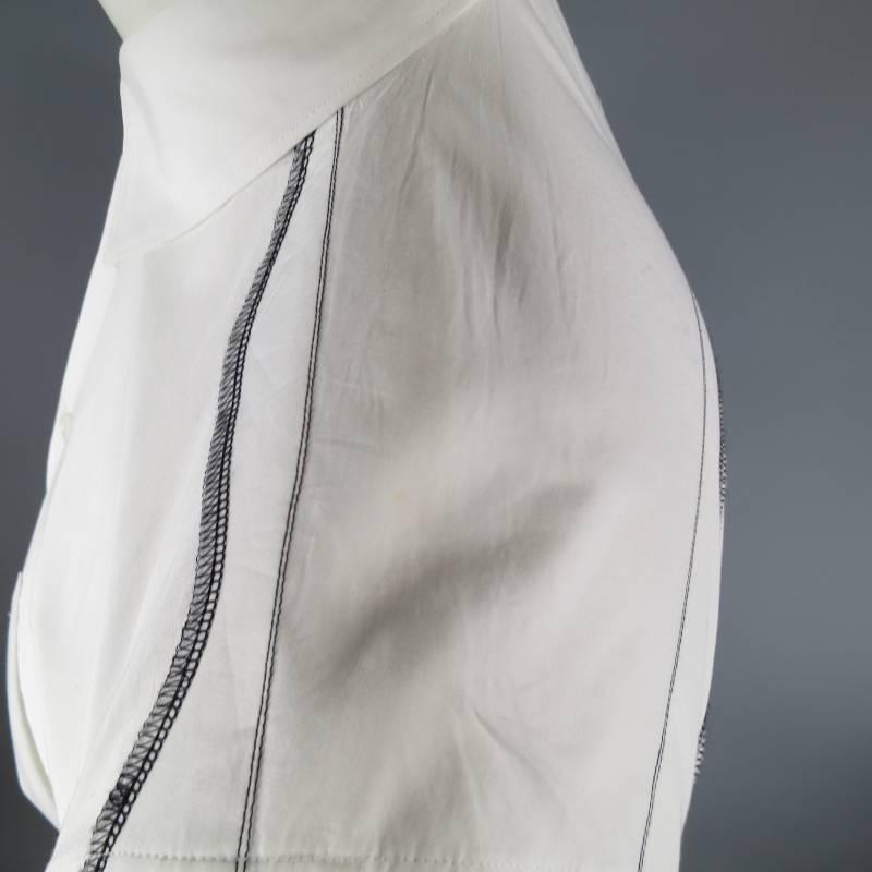 COMME des GARCONS Men's Size S White Cotton Long Sleeve Top Stitch Shirt 1