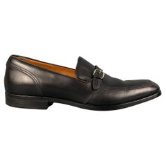BALLY Size 10 Black Leather Belted Loafers