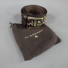 BURBERRY Belt - Size 40 Brown Leather Pyramid Studded