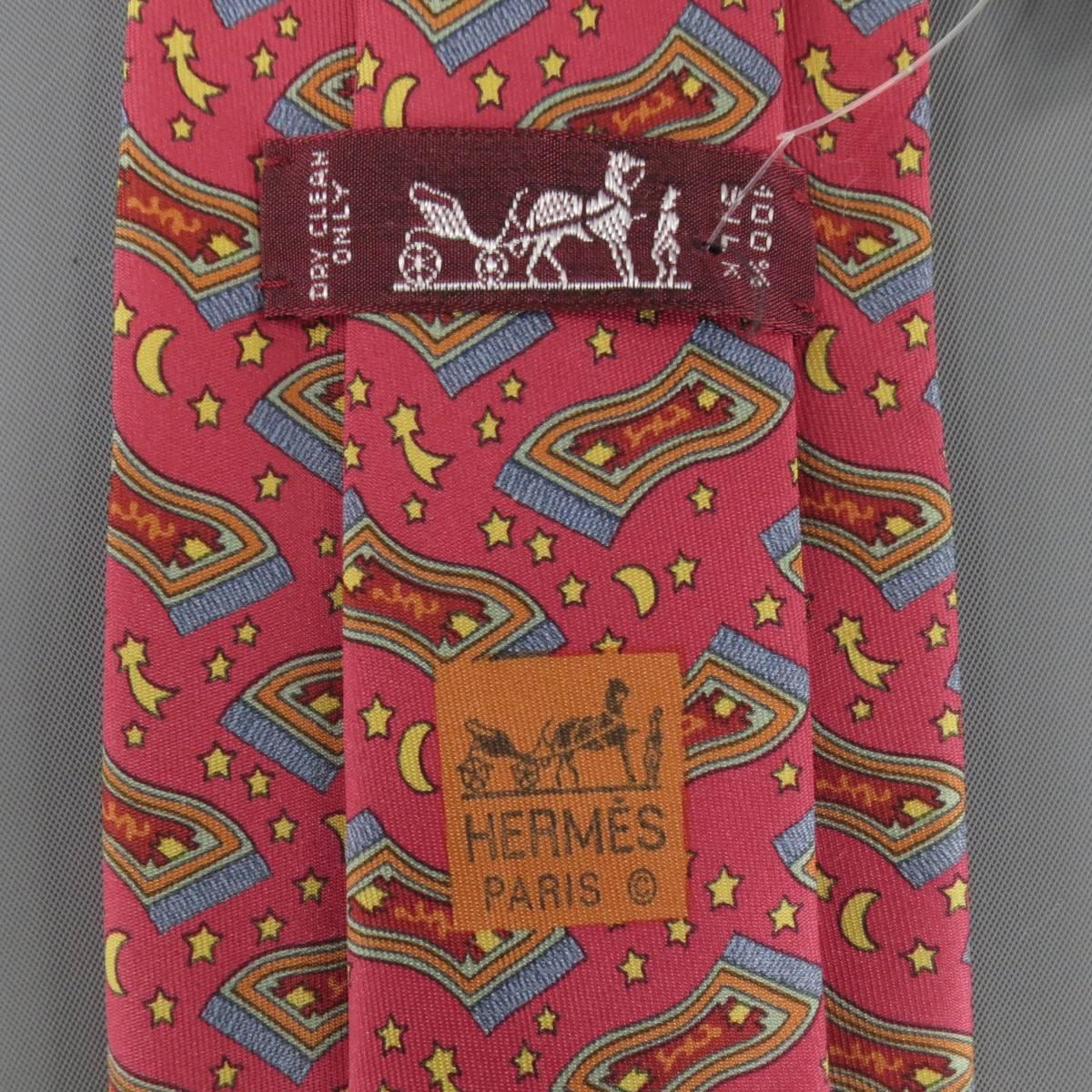 HERMES Red Vagabond & Magic Carpet Silk Tie Set 1